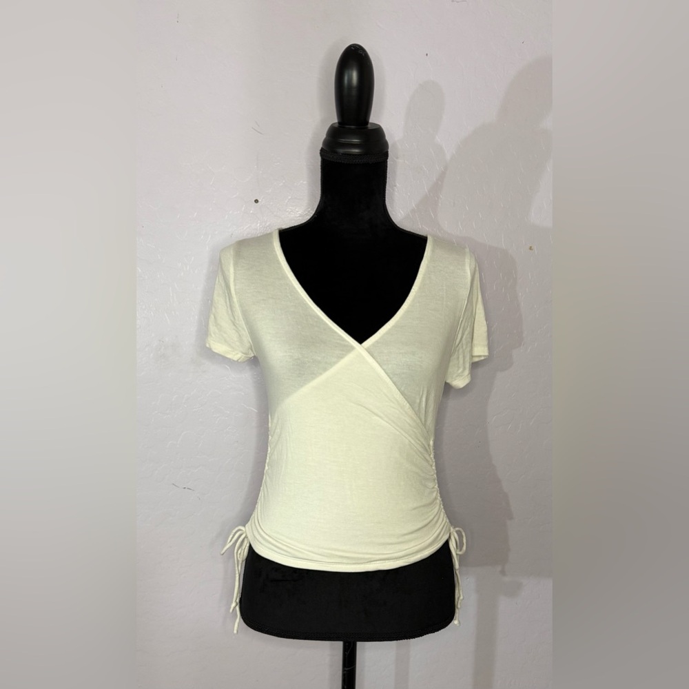 Ambiance White V-Neck Fitted Shirt